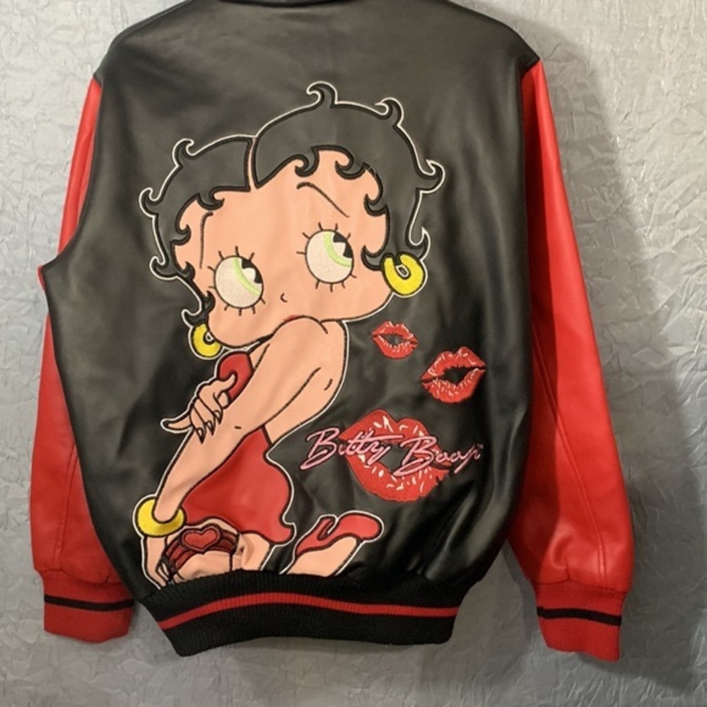 Betty Boop Varsity jacket, faux leather. Large. Excellent preowned condition.